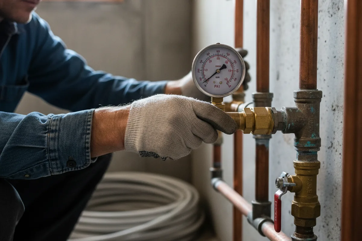 Pressure testing a repaired line during Water Line Repair in Oklaunion